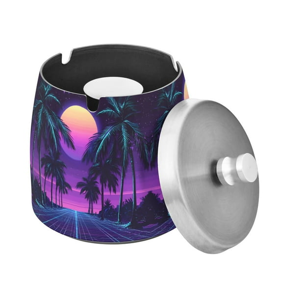 Yayeee Ashtray with Lid for Cigarette Smokeless Stainless Steel Home Ash Holder, Green Digital Art