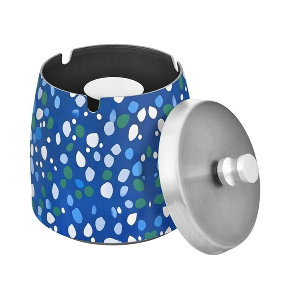 Yayeee Ashtray with Lid for Cigarette Smokeless Stainless Steel Home Ash Holder, Green Dots