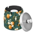 thumbnail image 1 of Yayeee Ashtray with Lid for Cigarette Smokeless Stainless Steel Home Ash Holder, Green Floral Orange, 1 of 7