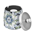 thumbnail image 1 of Yayeee Ashtray with Lid for Cigarette Smokeless Stainless Steel Home Ash Holder, Green Floral, 1 of 7