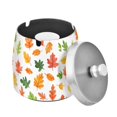 thumbnail image 1 of Yayeee Ashtray with Lid for Cigarette Smokeless Stainless Steel Home Ash Holder, Green Leaves, 1 of 7