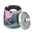 thumbnail image 1 of Yayeee Ashtray with Lid for Cigarette Smokeless Stainless Steel Home Ash Holder, Green Night Deer, 1 of 7
