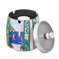 thumbnail image 1 of Yayeee Ashtray with Lid for Cigarette Smokeless Stainless Steel Home Ash Holder, Green Seaside, 1 of 7