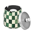 thumbnail image 1 of Yayeee Ashtray with Lid for Cigarette Smokeless Stainless Steel Home Ash Holder, Green and White Plaid Pattern, 1 of 7