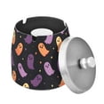 thumbnail image 1 of Yayeee Ashtray with Lid for Cigarette Smokeless Stainless Steel Home Ash Holder, Halloween Purple Ghosts, 1 of 7