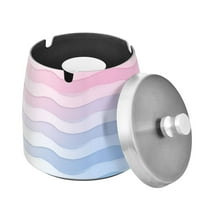 Yayeee Ashtray with Lid for Cigarette Smokeless Stainless Steel Home Ash Holder, Light Blue Gradient