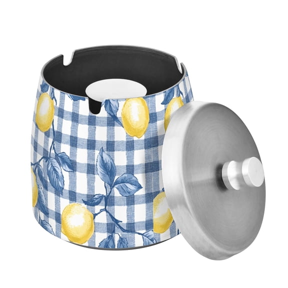 Yayeee Ashtray with Lid for Cigarette Smokeless Stainless Steel Home Ash Holder, Light Lemon