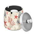 thumbnail image 1 of Yayeee Ashtray with Lid for Cigarette Smokeless Stainless Steel Home Ash Holder, Light Red Starfish, 1 of 7