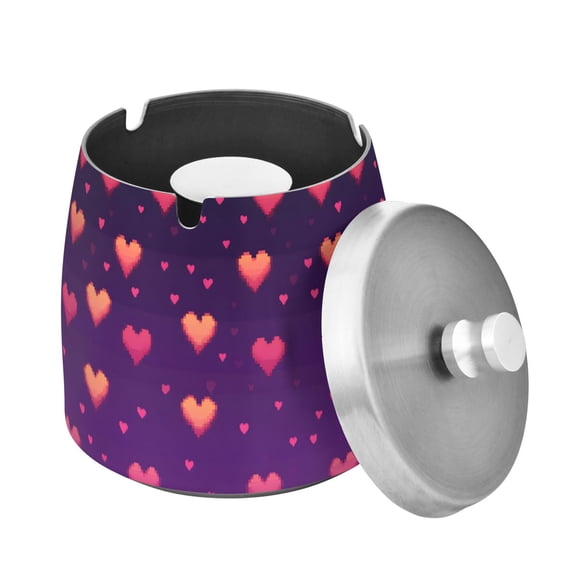 Yayeee Ashtray with Lid for Cigarette Smokeless Stainless Steel Home Ash Holder, Love in The Clouds