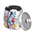 thumbnail image 1 of Yayeee Ashtray with Lid for Cigarette Smokeless Stainless Steel Home Ash Holder, Musical Pattern, 1 of 7