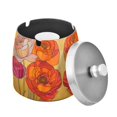 thumbnail image 1 of Yayeee Ashtray with Lid for Cigarette Smokeless Stainless Steel Home Ash Holder, Orange Abstract Floral, 1 of 7