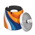 thumbnail image 1 of Yayeee Ashtray with Lid for Cigarette Smokeless Stainless Steel Home Ash Holder, Orange Abstract Wavy, 1 of 7