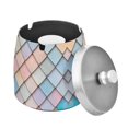 thumbnail image 1 of Yayeee Ashtray with Lid for Cigarette Smokeless Stainless Steel Home Ash Holder, Orange Art Pattern, 1 of 7