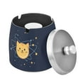 thumbnail image 1 of Yayeee Ashtray with Lid for Cigarette Smokeless Stainless Steel Home Ash Holder, Orange Cat Planet, 1 of 7