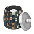 thumbnail image 1 of Yayeee Ashtray with Lid for Cigarette Smokeless Stainless Steel Home Ash Holder, Orange Checkered Pattern, 1 of 7