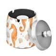 thumbnail image 1 of Yayeee Ashtray with Lid for Cigarette Smokeless Stainless Steel Home Ash Holder, Orange Seahorse, 1 of 7