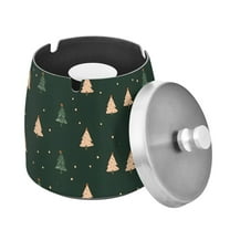 Yayeee Ashtray with Lid for Cigarette Smokeless Stainless Steel Home Ash Holder, Pink Christmas Trees