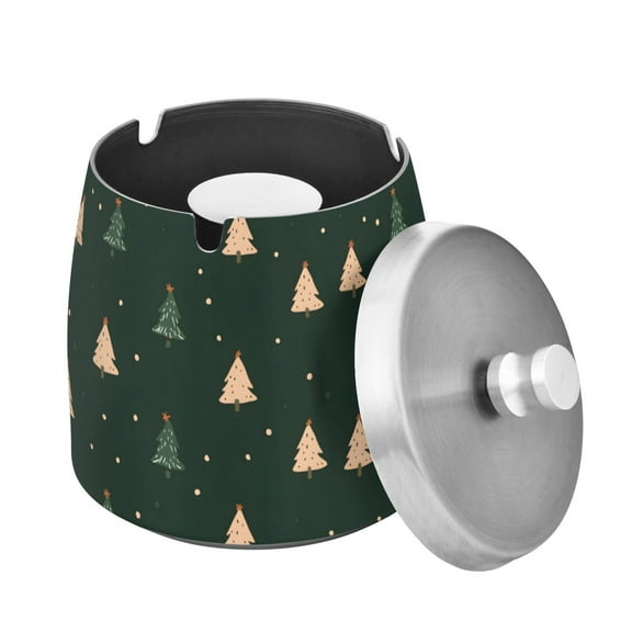 Yayeee Ashtray with Lid for Cigarette Smokeless Stainless Steel Home Ash Holder, Pink Christmas Trees