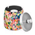 thumbnail image 1 of Yayeee Ashtray with Lid for Cigarette Smokeless Stainless Steel Home Ash Holder, Pink Colorful Circles, 1 of 7