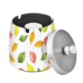 thumbnail image 1 of Yayeee Ashtray with Lid for Cigarette Smokeless Stainless Steel Home Ash Holder, Pink Colorful Leaves, 1 of 7