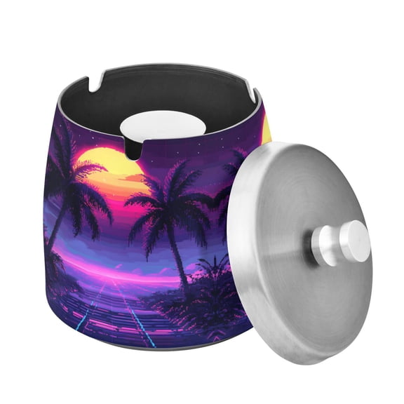 Yayeee Ashtray with Lid for Cigarette Smokeless Stainless Steel Home Ash Holder, Pink Digital Art