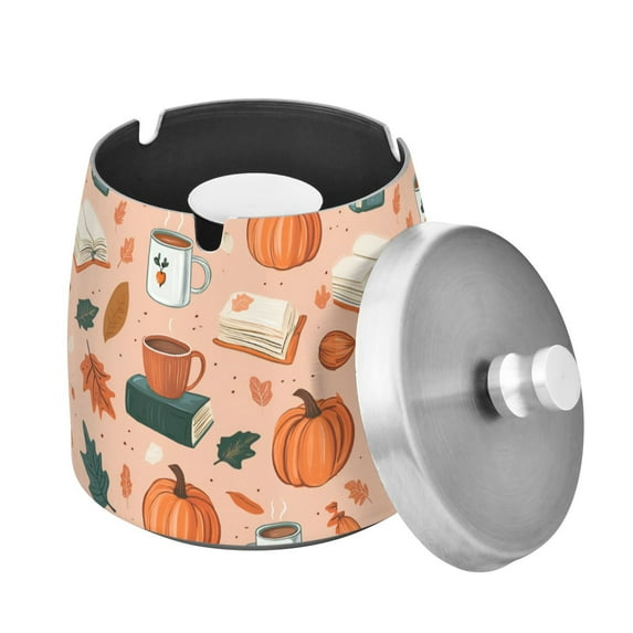 Yayeee Ashtray with Lid for Cigarette Smokeless Stainless Steel Home Ash Holder, Pink Fall Coffee