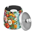 thumbnail image 1 of Yayeee Ashtray with Lid for Cigarette Smokeless Stainless Steel Home Ash Holder, Pink Floral Tomatoes, 1 of 7