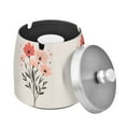 thumbnail image 1 of Yayeee Ashtray with Lid for Cigarette Smokeless Stainless Steel Home Ash Holder, Pink Flower, 1 of 7
