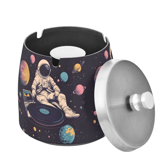 Yayeee Ashtray with Lid for Cigarette Smokeless Stainless Steel Home Ash Holder, Pink Record