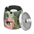 thumbnail image 1 of Yayeee Ashtray with Lid for Cigarette Smokeless Stainless Steel Home Ash Holder, Pink Sleeping Cat, 1 of 7