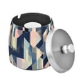 thumbnail image 1 of Yayeee Ashtray with Lid for Cigarette Smokeless Stainless Steel Home Ash Holder, Pink Stripes, 1 of 7