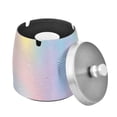 thumbnail image 1 of Yayeee Ashtray with Lid for Cigarette Smokeless Stainless Steel Home Ash Holder, Pink Wavy Striped, 1 of 7