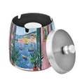 thumbnail image 1 of Yayeee Ashtray with Lid for Cigarette Smokeless Stainless Steel Home Ash Holder, Pink Window, 1 of 7