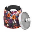 thumbnail image 1 of Yayeee Ashtray with Lid for Cigarette Smokeless Stainless Steel Home Ash Holder, Purple Flowers, 1 of 7