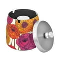 thumbnail image 1 of Yayeee Ashtray with Lid for Cigarette Smokeless Stainless Steel Home Ash Holder, Purple Hand Drawn Floral, 1 of 7