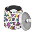 thumbnail image 1 of Yayeee Ashtray with Lid for Cigarette Smokeless Stainless Steel Home Ash Holder, Purple Retro Pattern, 1 of 7