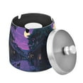 thumbnail image 1 of Yayeee Ashtray with Lid for Cigarette Smokeless Stainless Steel Home Ash Holder, Purple Street, 1 of 7