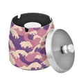 thumbnail image 1 of Yayeee Ashtray with Lid for Cigarette Smokeless Stainless Steel Home Ash Holder, Purple Wave Pattern, 1 of 7