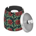 thumbnail image 1 of Yayeee Ashtray with Lid for Cigarette Smokeless Stainless Steel Home Ash Holder, Red Christmas Poinsettias, 1 of 7