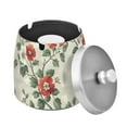 thumbnail image 1 of Yayeee Ashtray with Lid for Cigarette Smokeless Stainless Steel Home Ash Holder, Red Floral Pattern, 1 of 7