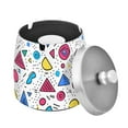thumbnail image 1 of Yayeee Ashtray with Lid for Cigarette Smokeless Stainless Steel Home Ash Holder, Red Retro Pattern, 1 of 7