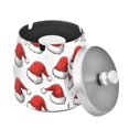 thumbnail image 1 of Yayeee Ashtray with Lid for Cigarette Smokeless Stainless Steel Home Ash Holder, Red Santa Hats Pattern, 1 of 7