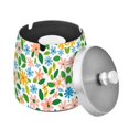 thumbnail image 1 of Yayeee Ashtray with Lid for Cigarette Smokeless Stainless Steel Home Ash Holder, Retro Blue Floral, 1 of 7