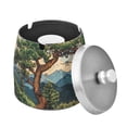 thumbnail image 1 of Yayeee Ashtray with Lid for Cigarette Smokeless Stainless Steel Home Ash Holder, Retro Pine Tree, 1 of 7