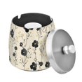 thumbnail image 1 of Yayeee Ashtray with Lid for Cigarette Smokeless Stainless Steel Home Ash Holder, Small Black Flowers, 1 of 7