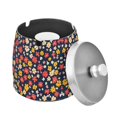 thumbnail image 1 of Yayeee Ashtray with Lid for Cigarette Smokeless Stainless Steel Home Ash Holder, Small Colorful Flower, 1 of 7