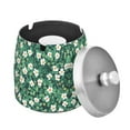 thumbnail image 1 of Yayeee Ashtray with Lid for Cigarette Smokeless Stainless Steel Home Ash Holder, Small White Flowers, 1 of 7