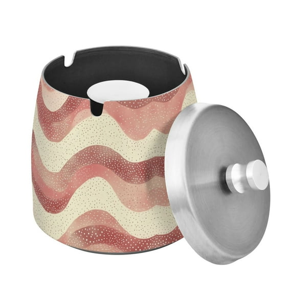 Yayeee Ashtray with Lid for Cigarette Smokeless Stainless Steel Home Ash Holder, Soft Pink Pattern