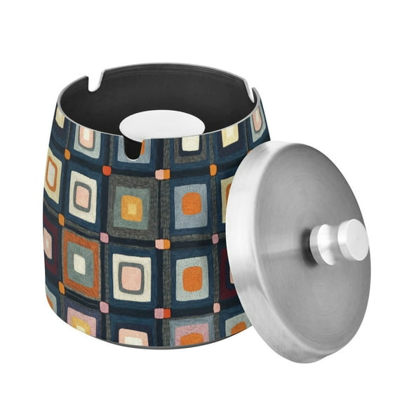 Yayeee Ashtray with Lid for Cigarette Smokeless Stainless Steel Home Ash Holder, Square Harmony