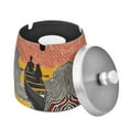 thumbnail image 1 of Yayeee Ashtray with Lid for Cigarette Smokeless Stainless Steel Home Ash Holder, Striped Boat, 1 of 7